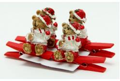 Набор новогодних украшений-прищепок Мишка-Санта, арт. 38484 (4 штуки в наборе)