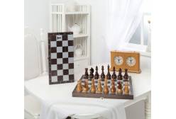 Шахматы походные деревянные с венге доской, цвет: коричневый, рисунок серебро, арт. 188-18