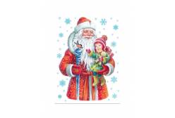 Силиконовая новогодняя наклейка Дед Мороз с малышом, 25x33 см
